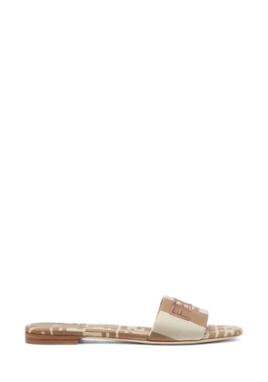 FENDI Signature Beige fabric slides - Neutrals