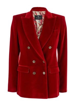 ETRO double-breasted velvet blazer - Red