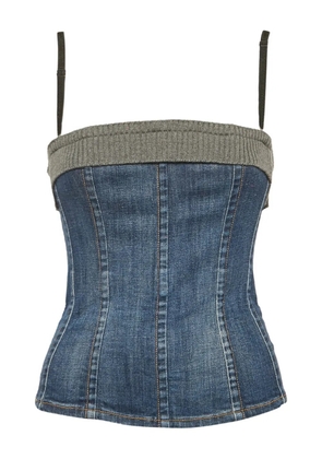 Dolce & Gabbana Pre-Owned 2024 denim knit-panel bustier top - Blue