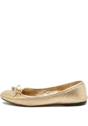 Jimmy Choo Pre-Owned Elme pearl-embellished ballet flats - Gold