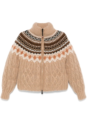 Moncler Grenoble patterned-jacquard puffer jacket - Brown