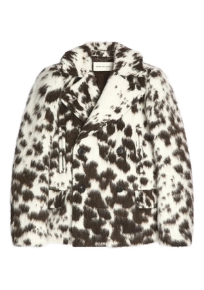 DRIES VAN NOTEN cowhide-pattern double-breasted jacket - Brown