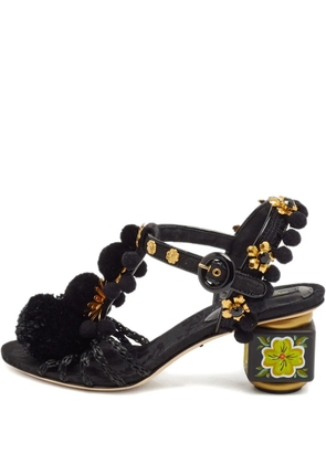 Dolce & Gabbana Pre-Owned 55mm leather heeled sandals - Black