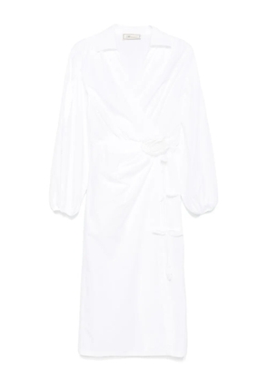 Blumarine rose-appliqué poplin midi dress - White