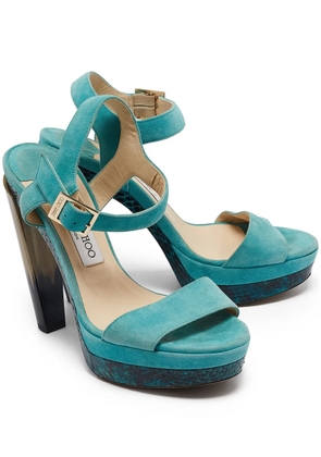 Jimmy Choo Pre-Owned 120mm suede platform sandals - Blue