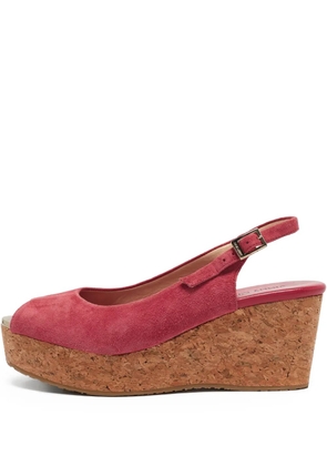 Jimmy Choo Pre-Owned 125mm suede wedge sandals - Pink