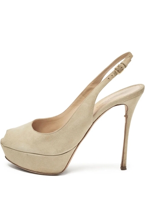 Sergio Rossi Vintage pre-owned peep-toe slingback pumps - Neutrals