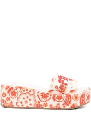 FENDI 55mm Sunshine floral-print sandals - Neutrals