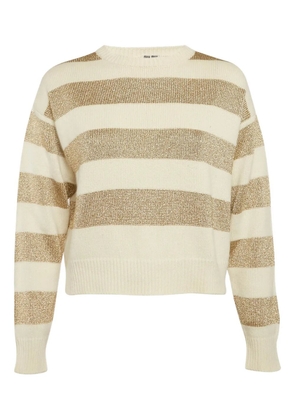 Miu Miu Pre-Owned striped metallic-detail sweater - Neutrals