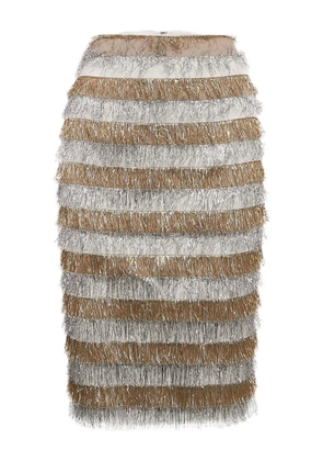 Max Mara metallic-fringe skirt - Grey