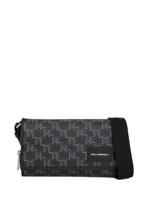 Karl Lagerfeld K/Voyage monogram zip-around crossbody bag - Black