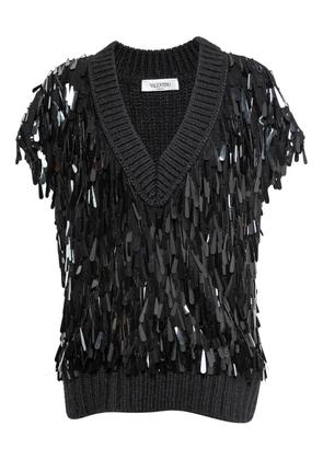 Valentino Pre-Owned ribbed sequined sweater vest - Black