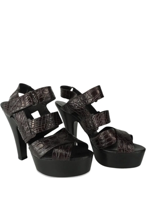 Bottega Veneta Pre-Owned 130mm crocodile-embossed sandals - Brown
