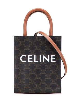 Celine Pre-Owned 2023 Mini Triomphe Coated Canvas Vertical Cabas satchel - Brown