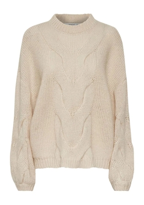 Gestuz cable-knit crew-neck sweater - Neutrals