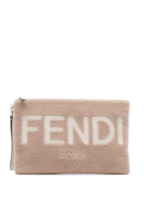 Fendi Pre-Owned 2010-2025 Shearling Logo Flat Pouch clutch bag - Brown
