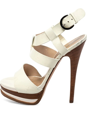 Casadei Vintage 140mm patent-leather platform sandals - White