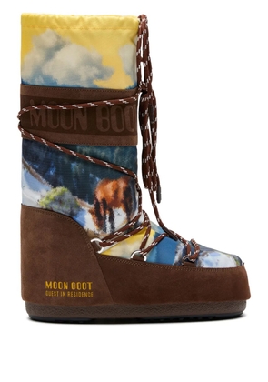Moon Boot x Guest In Residence landscape-print boots - Brown