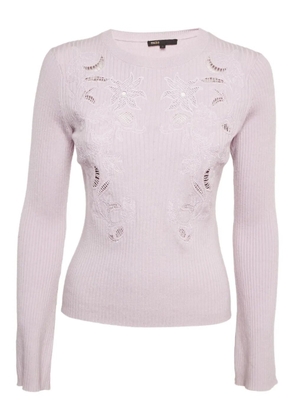 Maje ribbed floral-embroidery sweater - Pink