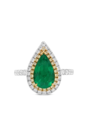 HYT Jewelry 18K white gold pear-emerald and diamond ring - Silver