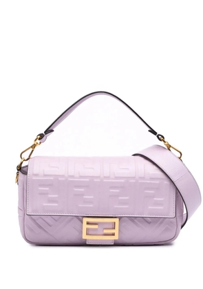 Fendi Pre-Owned 2000-2010 Zucca Embossed Leather Baguette satchel - Purple
