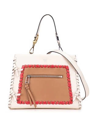 Fendi Pre-Owned 2010-2025 Small Bicolor Calfskin Whipstitch Runway satchel - Brown