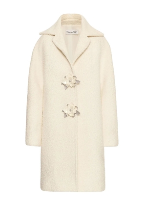 Oscar de la Renta floral-button bouclé coat - Neutrals