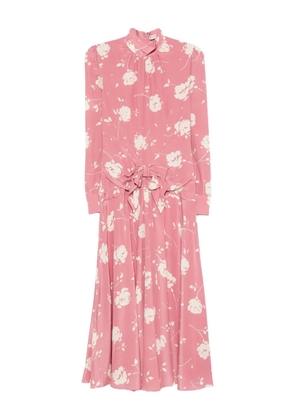 Alessandra Rich rose-print belted midi dress - Pink