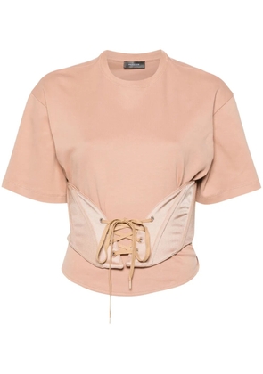 Mugler jersey-corset T-shirt - Brown
