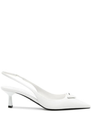 Prada 75mm triangle-logo slingback pumps - White