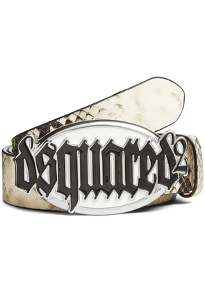 DSQUARED2 logo-buckle leather belt - White