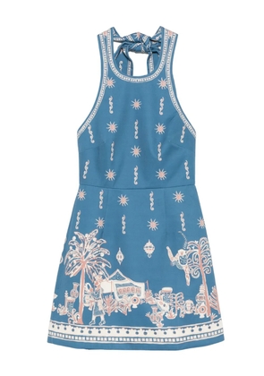 ALEMAIS Acacia tie-neck patterned mini dress - Blue