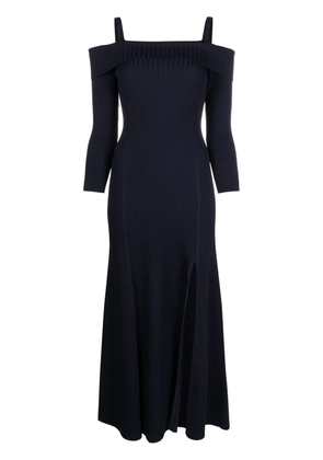 GANNI off-shoulder midi dress - Blue