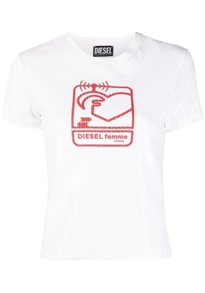 Diesel sequin-embellished logo-print T-shirt - White