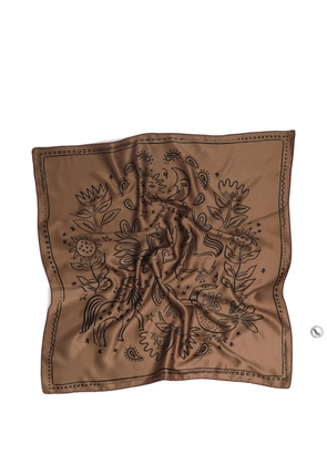 Bimba y Lola heart-shaped printed-scarf bag charm - Brown