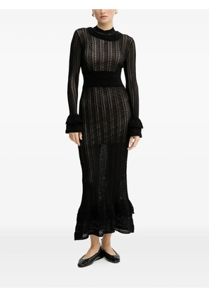 TWINSET ruffled knitted maxi dress - Black