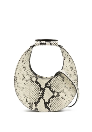STAUD Goodnight Moon snakeskin top-handle tote bag - White