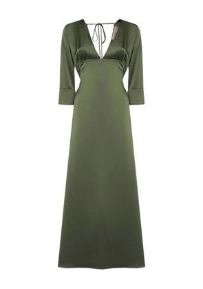 Blanca Vita neck-tie flared dress - Green