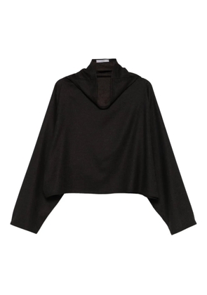Dusan high-neck boxy top - Brown