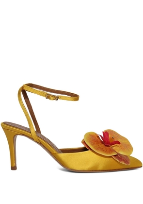 Alameda Turquesa 70mm orchid-embellished satin pumps - Yellow