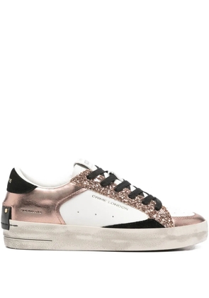 Crime London SK8 Deluxe glitter panel sneakers - White