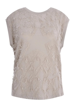 Lorena Antoniazzi star-shaped frayed knit vest - Neutrals
