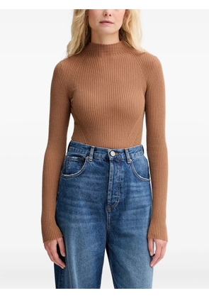 TWINSET logo-plaque ribbed sweater - Brown