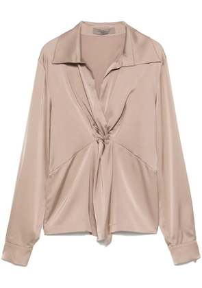 D.Exterior gathered-detail blouse - Brown