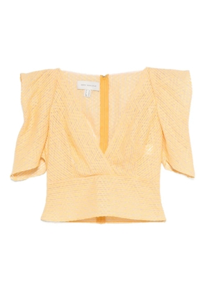 Gemy Maalouf puff-sleeve V-neck top - Yellow