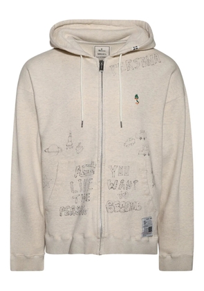 Maison MIHARA YASUHIRO distressed zip-up hoodie - Neutrals