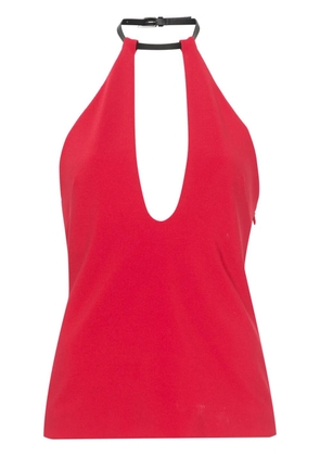 The Attico buckle-fastening halterneck blouse - Red