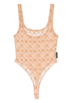 Marine Serre mesh flocked bodysuit - Neutrals