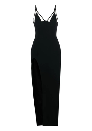 David Koma V-neck side-slit cady gown - Black