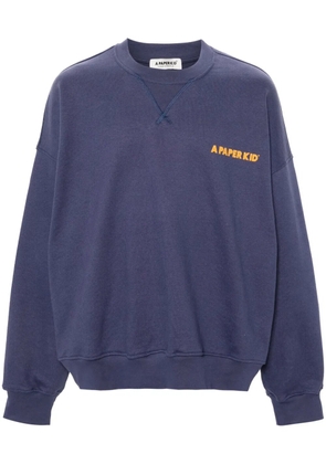 A Paper Kid logo-print cotton sweatshirt - Blue